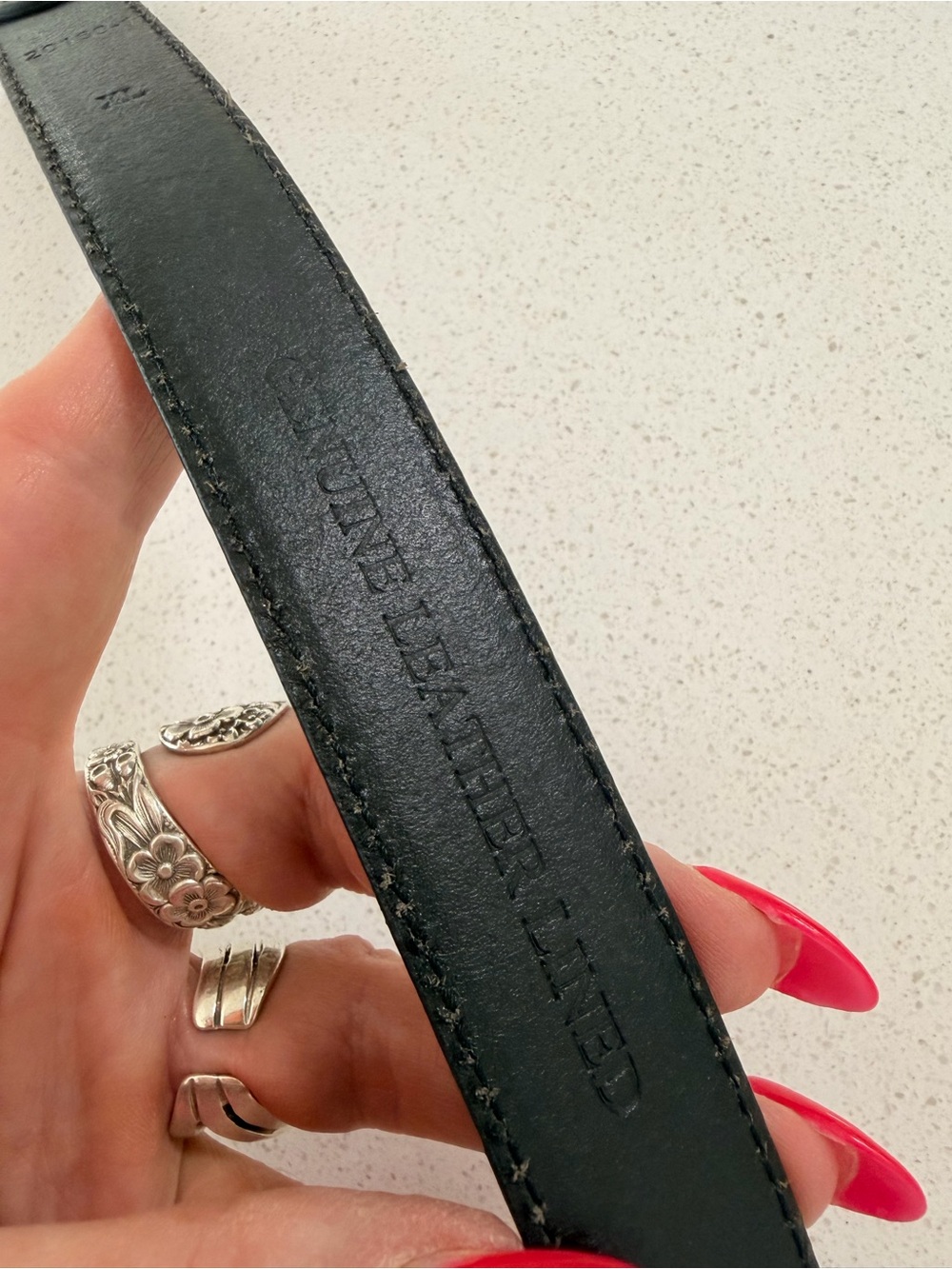 Black Leather Equestrian Horse Bit Belt XL Silver Statement - Picture 9 of 9